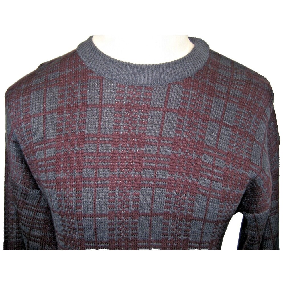 Mens NWOT GFC Trading  Company Green Check LS Crewneck Pullover Sweater sz M